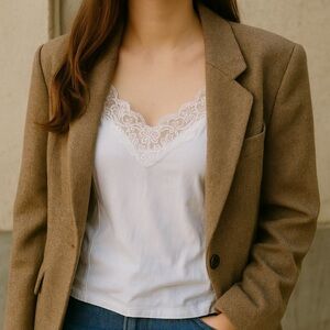 NWT Vintage White Lace Nylon Camisole